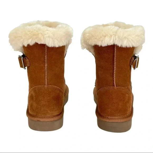 Style & Co Tiny2 Tan Suede Leather Faux Fur Womens Ankle Boots Size 6M - Picture 6 of 13